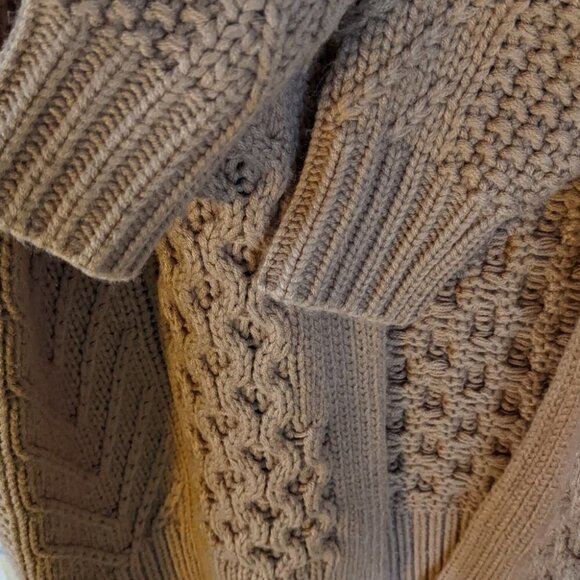 SIMONS braid knit textured knit camel brown open front long cardigan XS @M2 - Picture 5 of 12